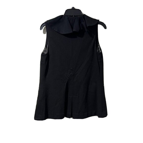 Alice + Olivia Ruffle Ponte Knit Lined V-Neck Open Vest Cardigan Pockets SZ M - Picture 7 of 10